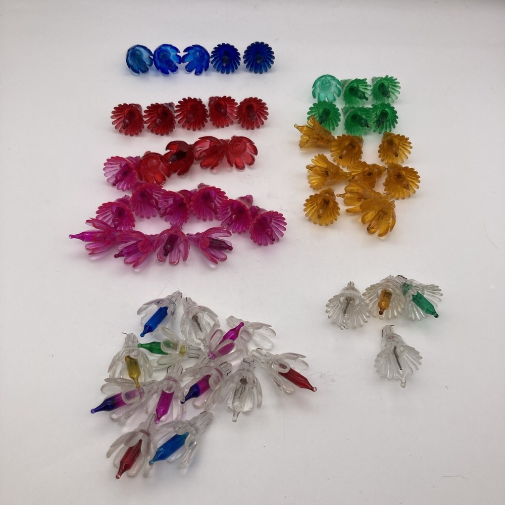 Set Of 57 Hard Plastic Christmas Light Covers Reflectors 2 Designs Colorful Fun